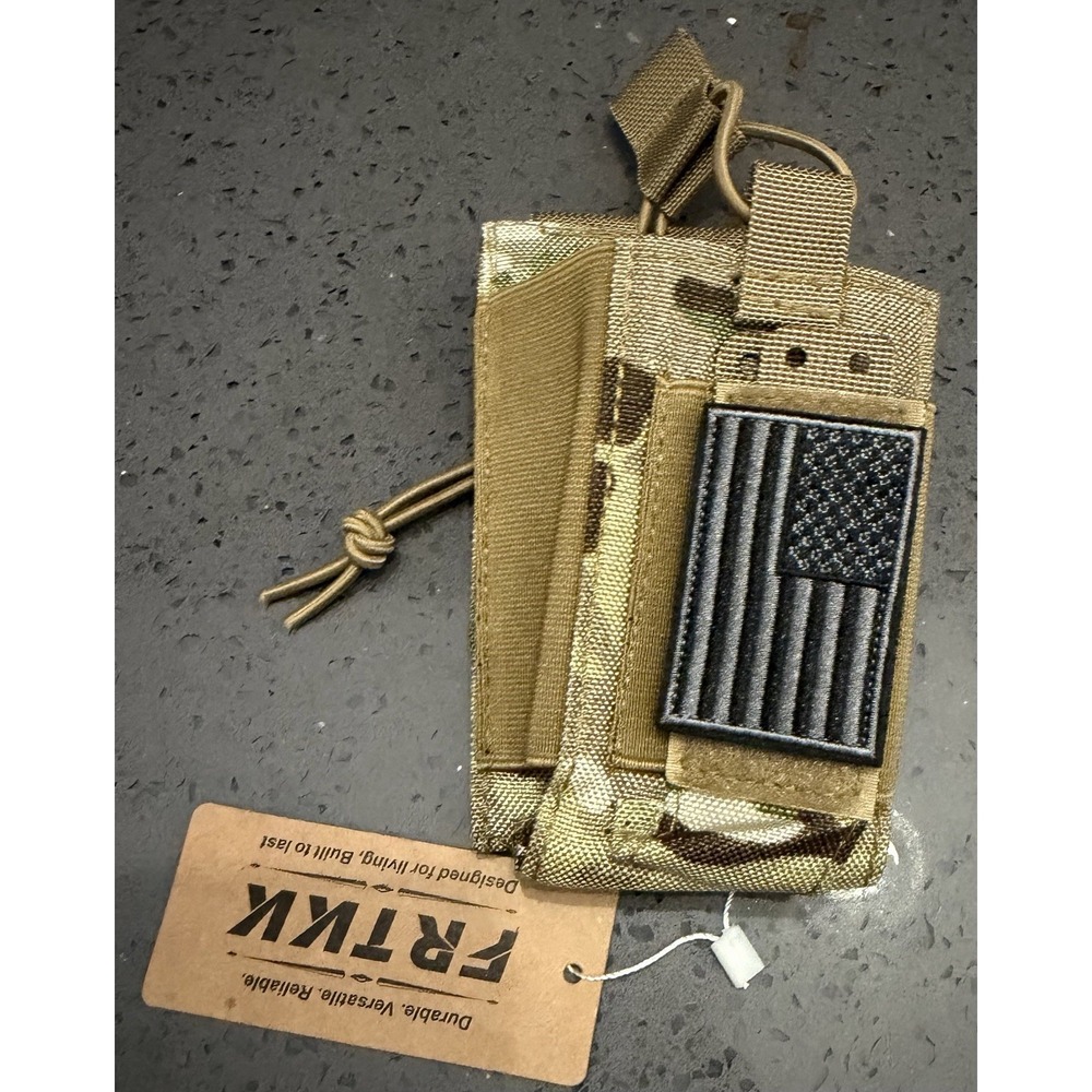 FRTKK Tactical Radio Walkie‎ Talkie Pouch Multicam American Flag Patch Molle